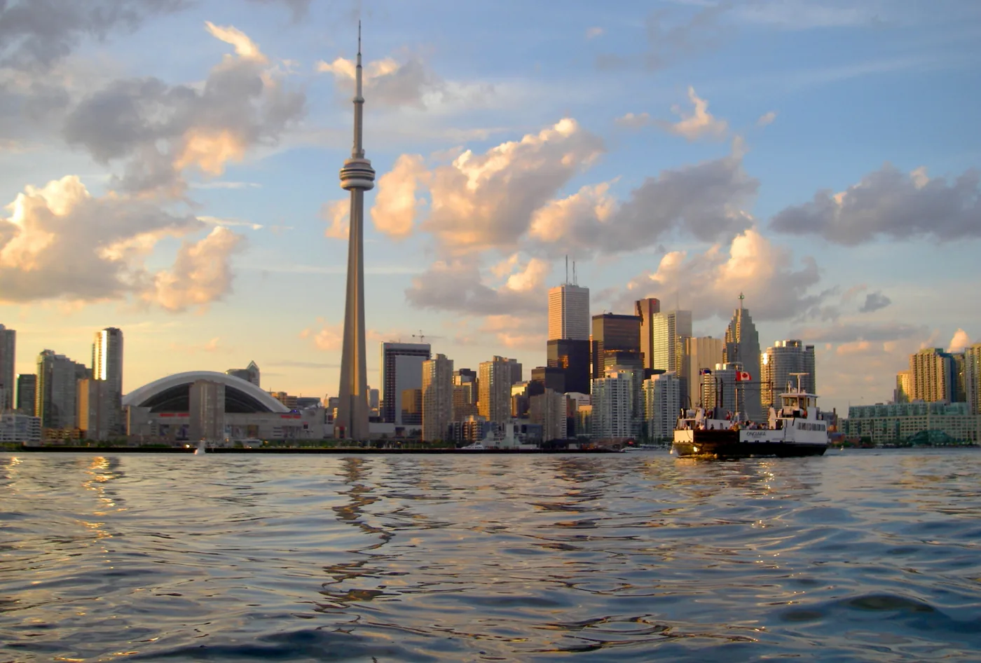 Toronto skyline and CN Tower viewed from Toronto Harbour