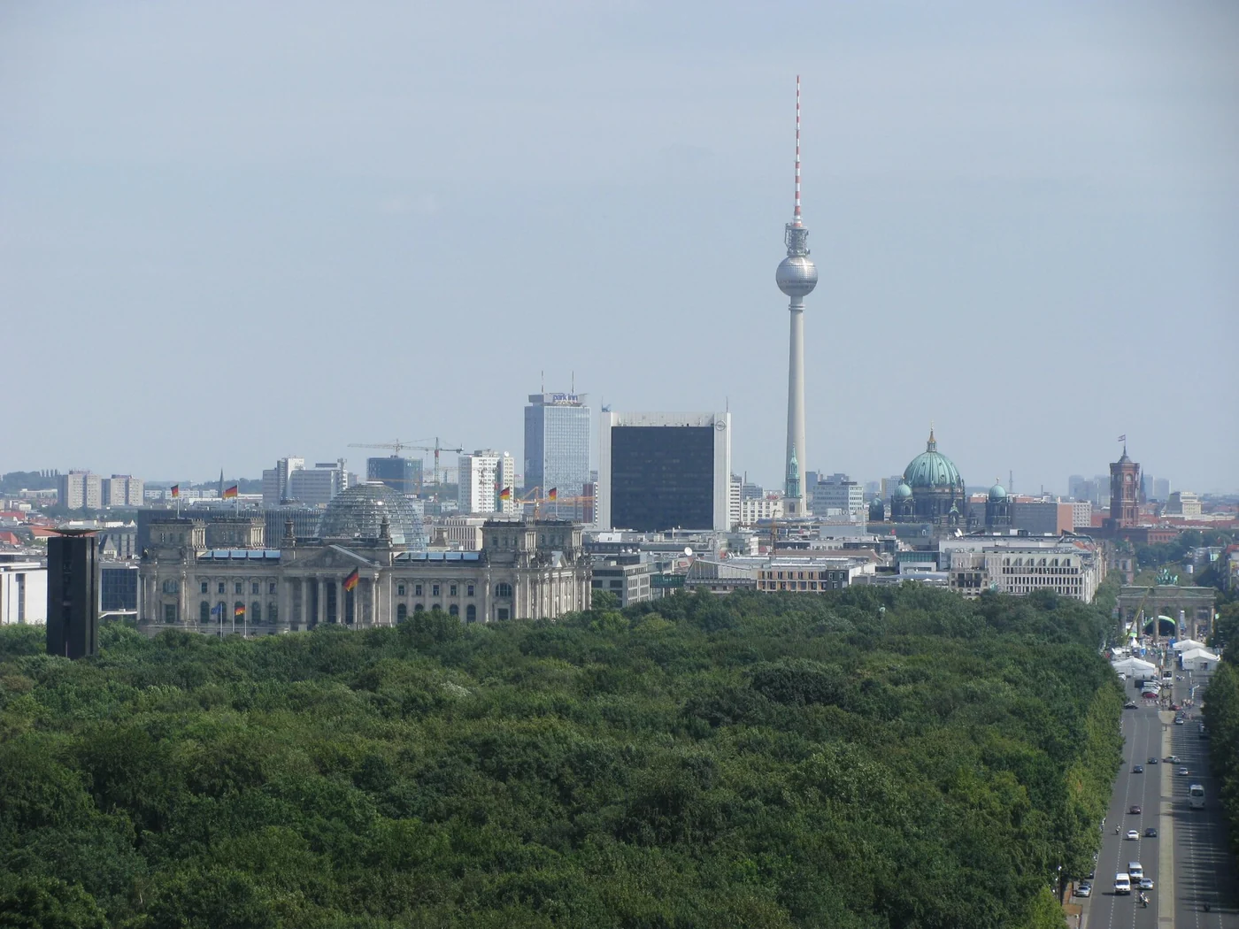 Berlin skyline and the television tower seen from the Victory Column
