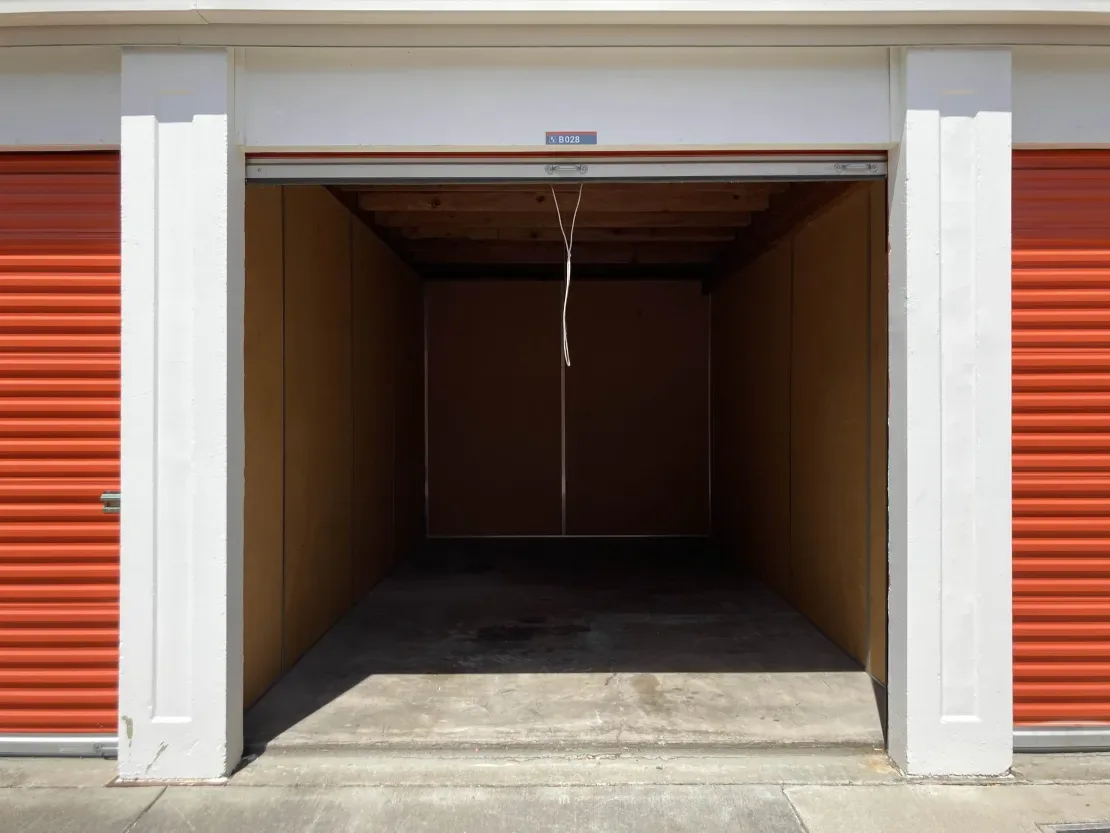 An empty self-storage unit ready for stored belongings
